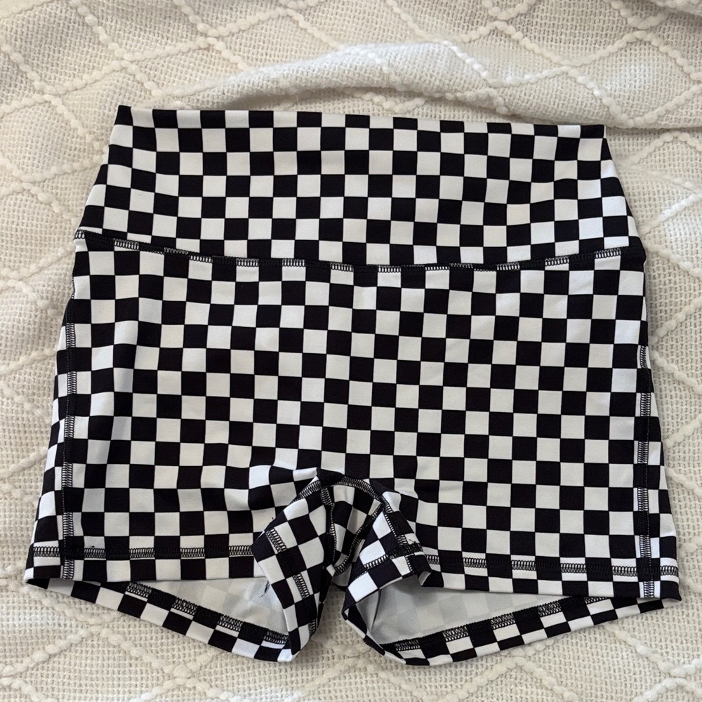 Fleo Black and White Checkered Bike Shorts